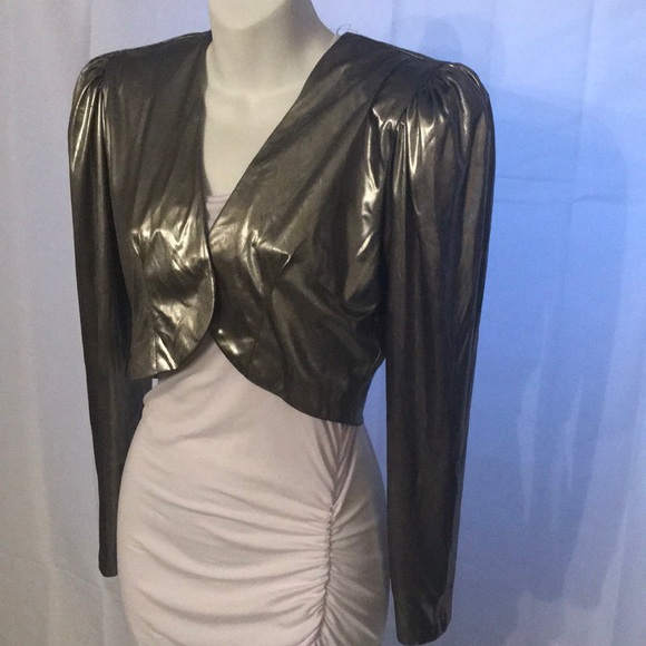 Vintage Shoulder Puff metallic Silver 2 piece Set - Picture 4 of 8